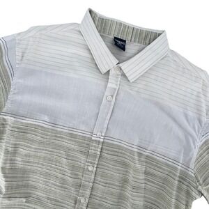 Verdo Striped Short Sleeve Shirt Mens XL Sage Green White Resortwear Coastal